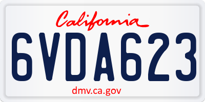 CA license plate 6VDA623