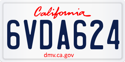 CA license plate 6VDA624