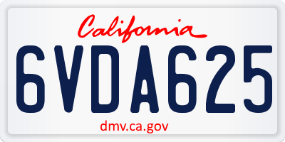 CA license plate 6VDA625