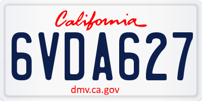 CA license plate 6VDA627