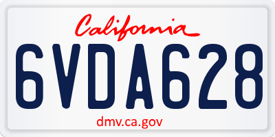 CA license plate 6VDA628
