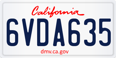 CA license plate 6VDA635