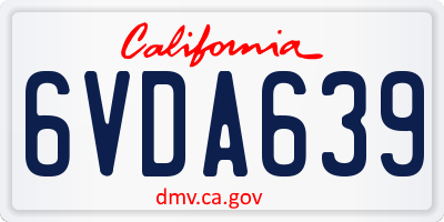 CA license plate 6VDA639