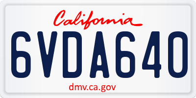 CA license plate 6VDA640