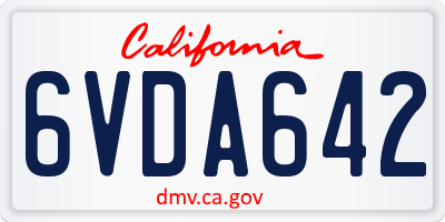 CA license plate 6VDA642