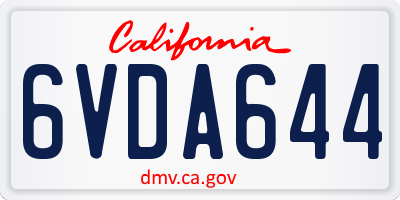 CA license plate 6VDA644