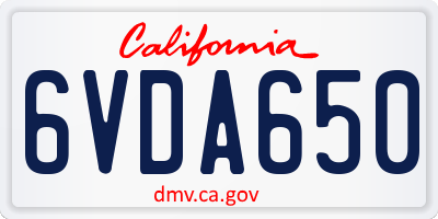 CA license plate 6VDA650