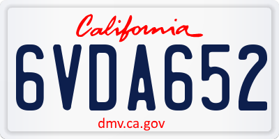 CA license plate 6VDA652