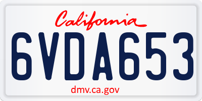 CA license plate 6VDA653