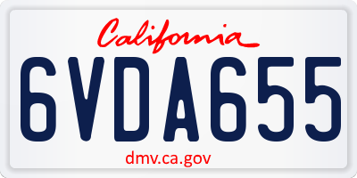 CA license plate 6VDA655