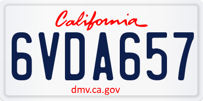 CA license plate 6VDA657