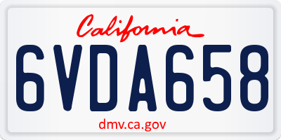 CA license plate 6VDA658