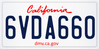 CA license plate 6VDA660