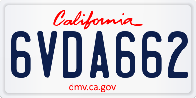 CA license plate 6VDA662