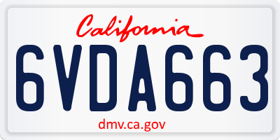CA license plate 6VDA663