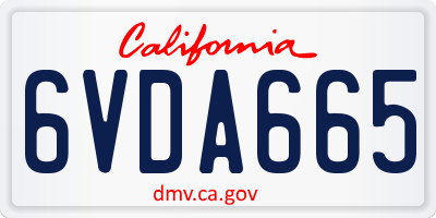 CA license plate 6VDA665