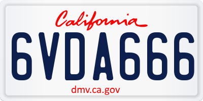 CA license plate 6VDA666