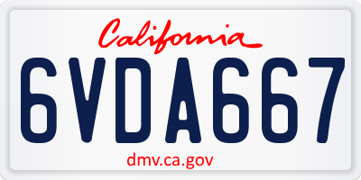 CA license plate 6VDA667