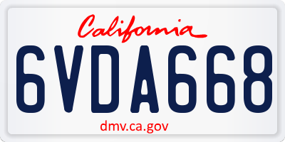 CA license plate 6VDA668