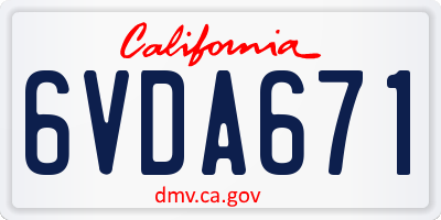 CA license plate 6VDA671