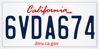 CA license plate 6VDA674