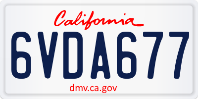 CA license plate 6VDA677