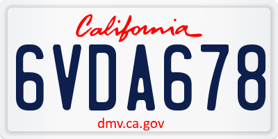 CA license plate 6VDA678