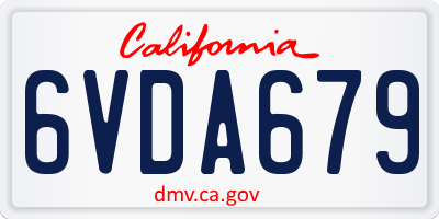 CA license plate 6VDA679