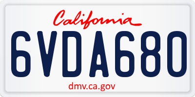 CA license plate 6VDA680