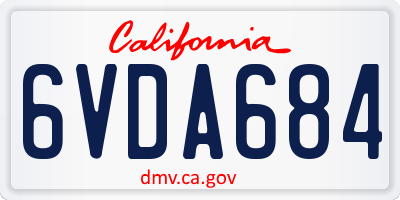 CA license plate 6VDA684