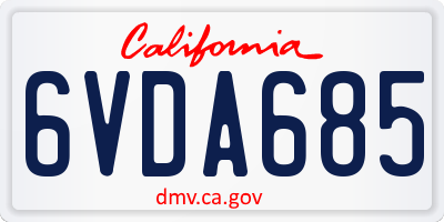 CA license plate 6VDA685