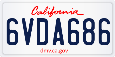 CA license plate 6VDA686