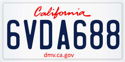 CA license plate 6VDA688