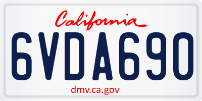 CA license plate 6VDA690