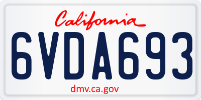 CA license plate 6VDA693