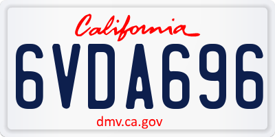 CA license plate 6VDA696