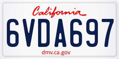 CA license plate 6VDA697