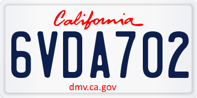 CA license plate 6VDA702
