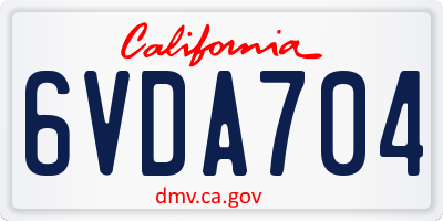 CA license plate 6VDA704