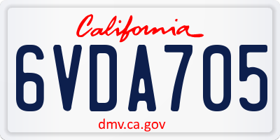 CA license plate 6VDA705