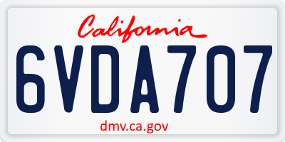 CA license plate 6VDA707