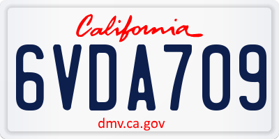 CA license plate 6VDA709
