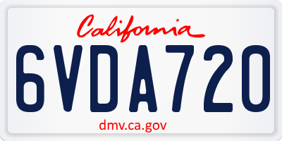 CA license plate 6VDA720