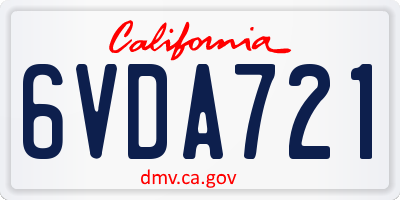 CA license plate 6VDA721