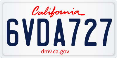 CA license plate 6VDA727