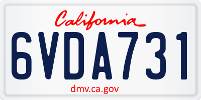 CA license plate 6VDA731