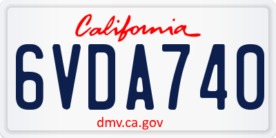 CA license plate 6VDA740