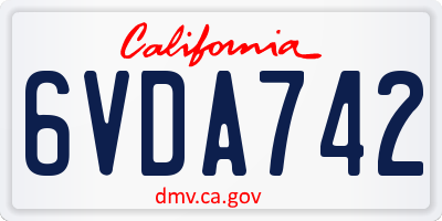 CA license plate 6VDA742