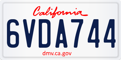 CA license plate 6VDA744
