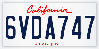 CA license plate 6VDA747